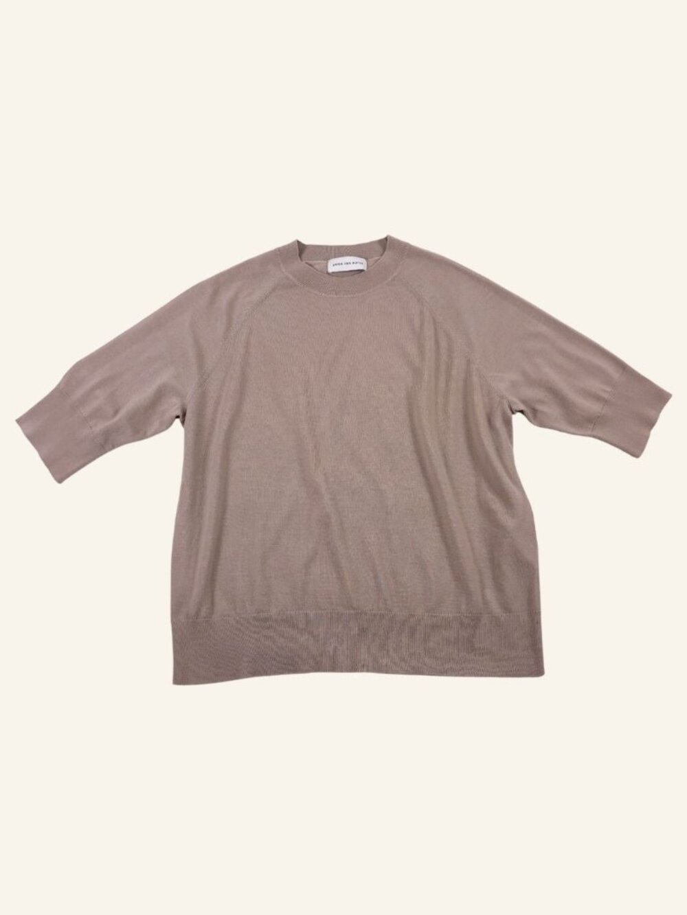 Dries Van Noten 100% Merino Wool Knit Sweater in Taupe